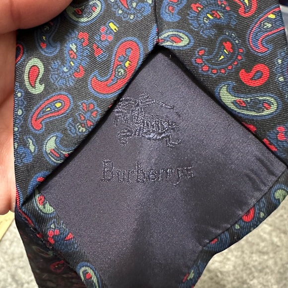 Burberrys Mens Silk Tie Paisley Red Blue Office Gift Made In England Multicolor - Picture 4 of 11
